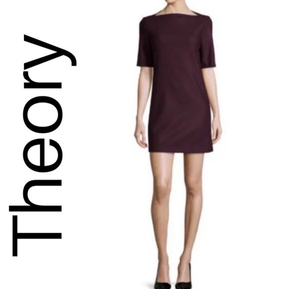THEORY HARKIN FADED SHORT SLEEVE WOOL MINI SHEATH DRESS, SIZE 4 - Picture 9 of 10